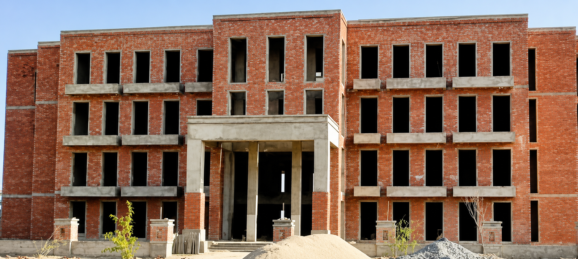 Industrial Grey Structure Hospital by ENSITE Builders & Developers